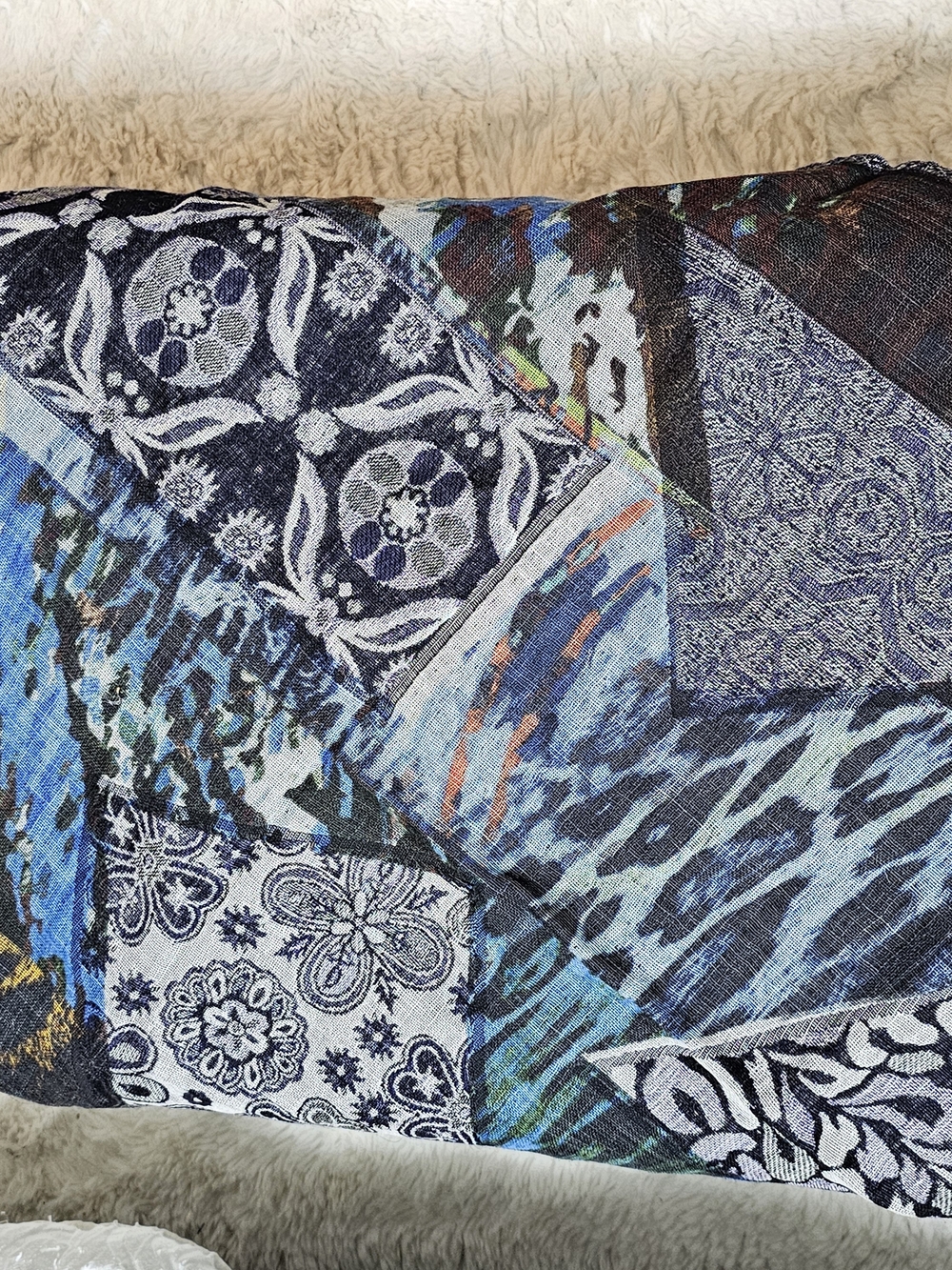 Blue Patchwork Scarf - Picture 1 of 2